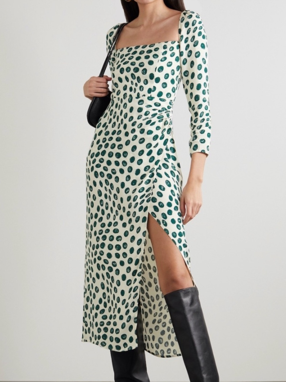 Reformation Hilda Polka Dot Long Sleeve Dress